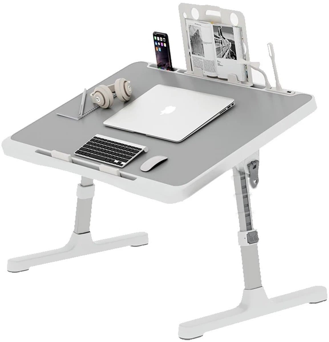 Linkforu - Grote Draagbare Computertafel - Staand Bureau – Bed - Bank - PC Standaard - Steun - In Hoogte Verstelbaar 26 tot 36 cm