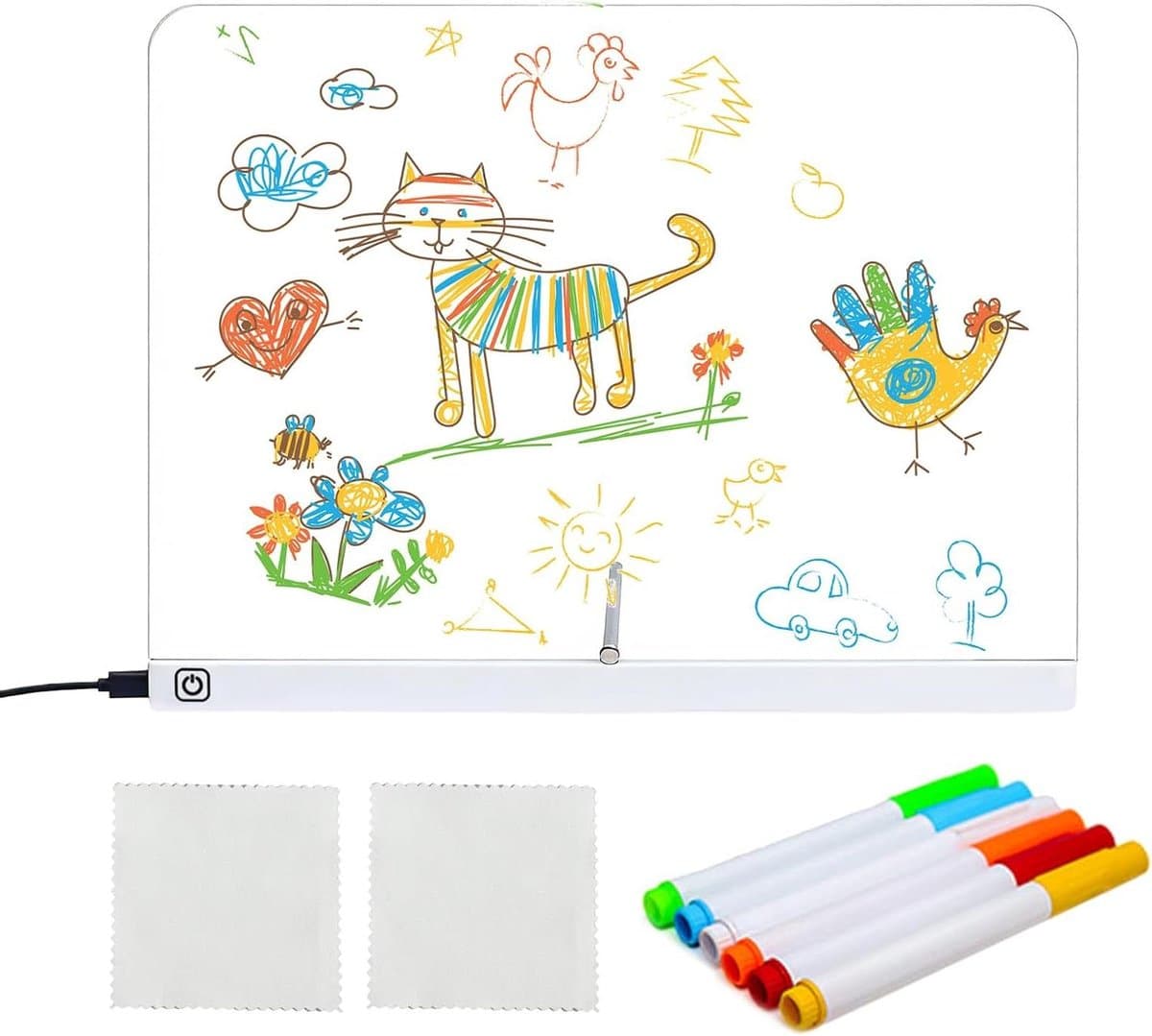 Oplichtend Tekentablet - Glow Pad - Creatief Tekenen - Aanraakgestuurde Verlichting - 35x26 cm - Wit