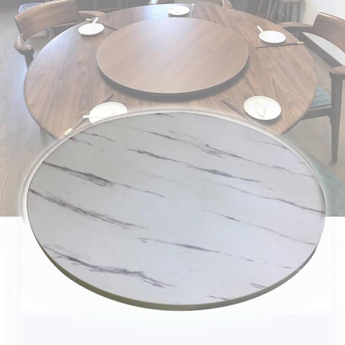 Large Wooden Turntable Round Dining Table Serving Plate Home Dining Room Turntable Rotating Tray Tabletop Rotating Tray 30" 40" Marble White 50cm/20inch