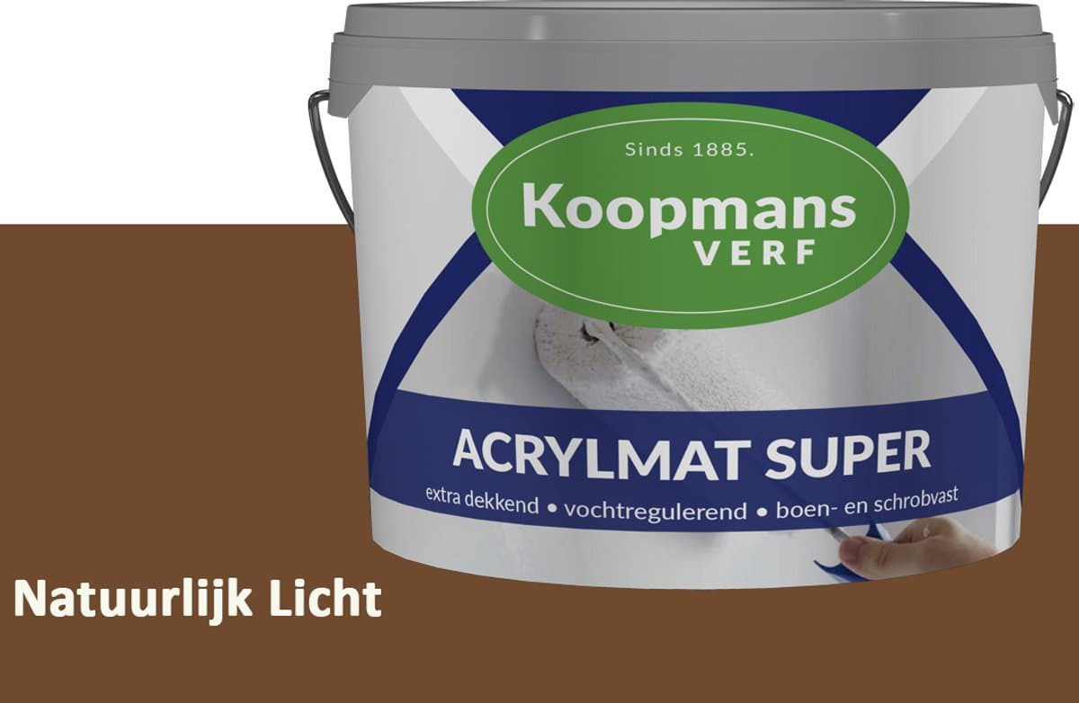 Koopmans Acrylmat Super Matte Muurverf – Professionele Binnenmuurverf en Buitenmuurverf – Reukarm en Afwasbaar – Natuurlijk Licht – 5 liter