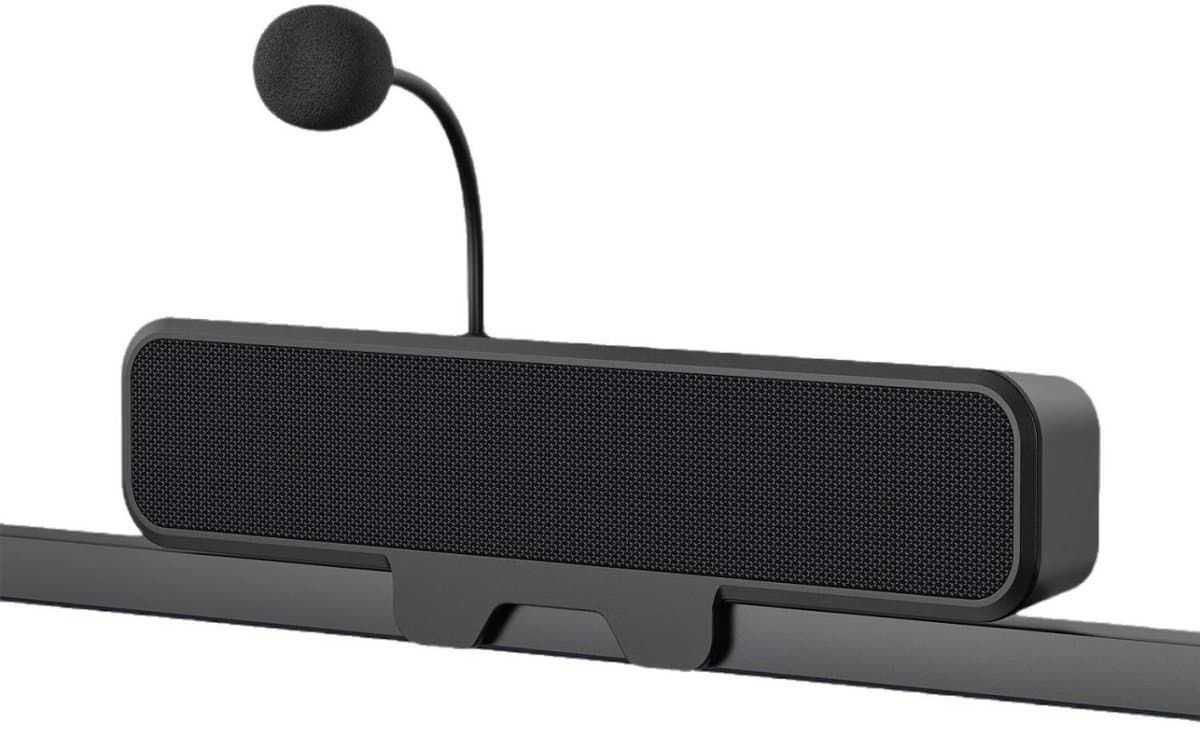 YOZHIQU PC-luidspreker met USB-aansluiting en microfoon - Stereo geluid met bas, Eén-knop stil - Geschikt voor monitor, desktop, laptop en Mac - Kunststof - 248x32x47mm - Klemontwerp voor ruimtebesparing