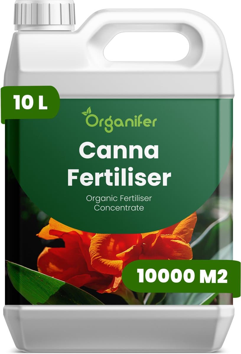 Vloeibare Meststof Voor Canna 10 L Voor 10000 M2 - Npk 3-4-3 - Krachtige Groei - Tropisch Blad - Kleuruitdrukking - Stevige Bloemstelen - Rijke Bloei - Rizoomontwikkeling - Snelle Zomergroei - Sterke Plantstructuur - Organifer