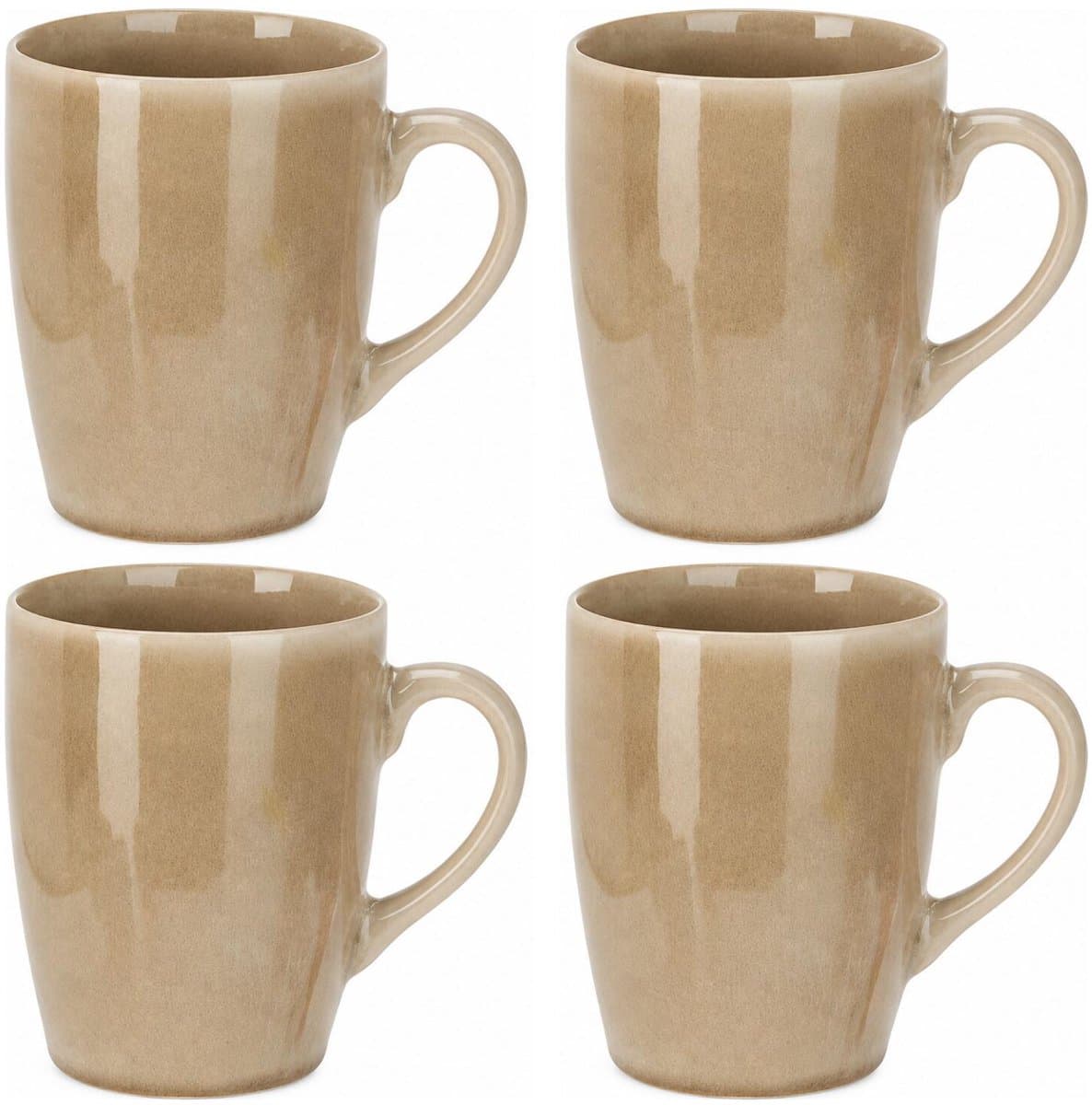 Siaki Koffiemok / theemok Faye - beige - set 4x - 340 ml - mokken - kerammiek - tas