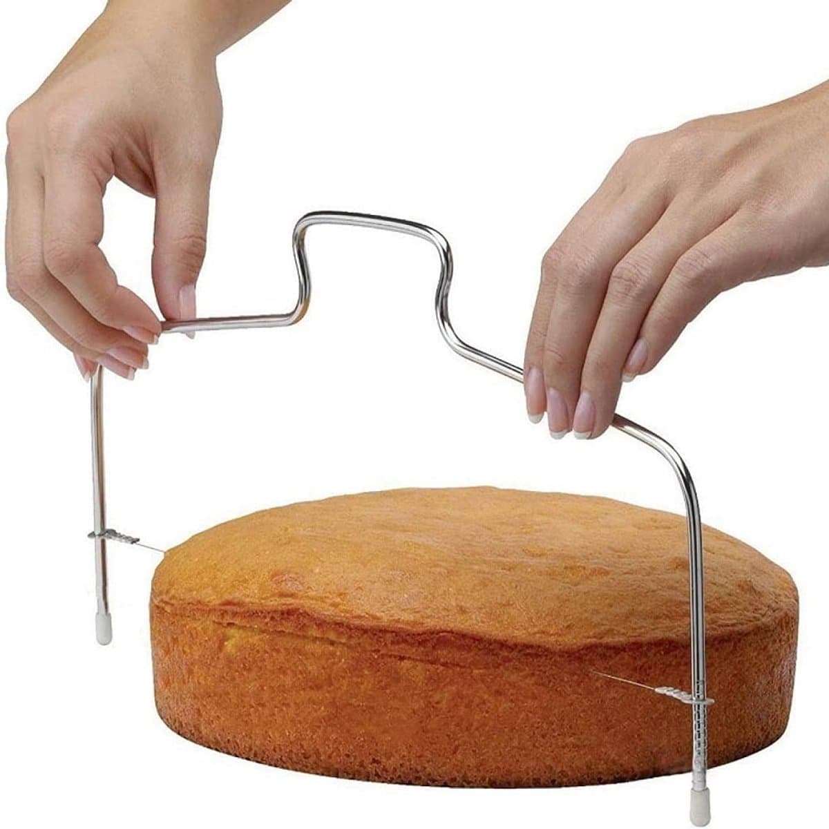 Dailygoods- Taartvloersnijder Verstelbaar - Roestvrij Staal - 1 Draad - Vaatwasmachinebestendig - Gekartelde Draad - Eenvoudig te Reinigen - Taartsnijder
