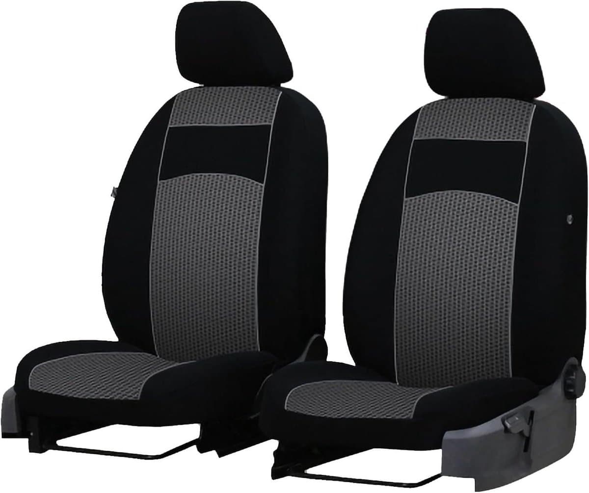 Autostoelhoezen Set - Stoelbekleding Beschermers - Auto Interieur Beschermen - Universele Pasvorm Airbag Naad - 2 Voorhoezen - Grijs