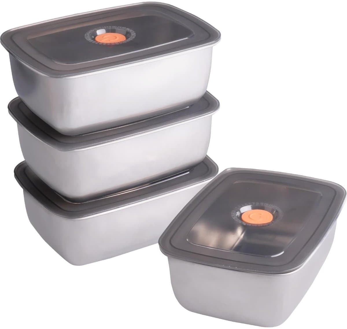 IMstore - Vriezercontainers - Herbruikbaar - Stapelbaar - 1500 ml - Ideaal voor Koelkast - Set van 4 - Grijs