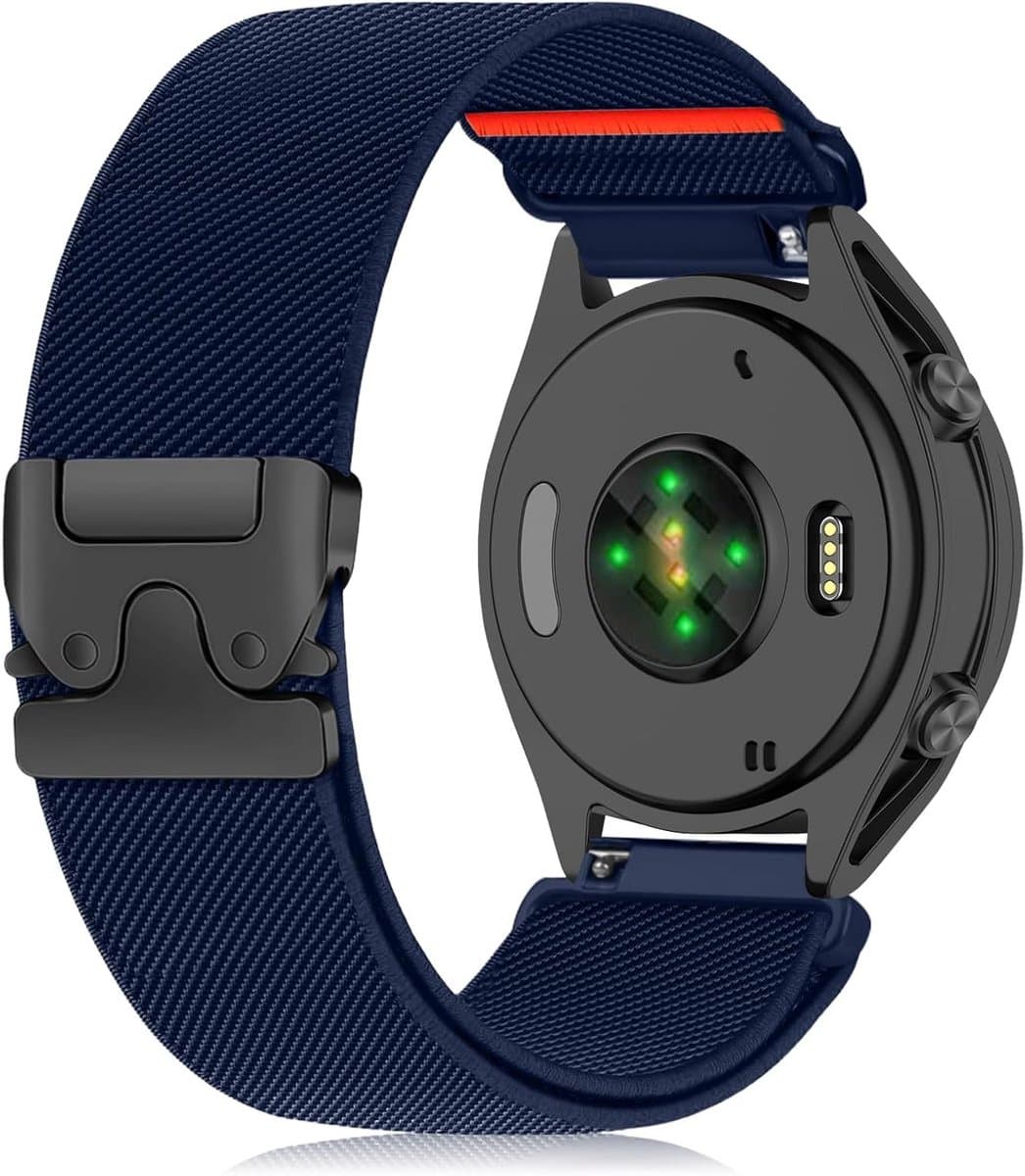 Nylon Sportband van 20mm voor Garmin Forerunner en Vivoactive - Elastische Parachute Sluiting, Gevlochten Band voor Venu Sq 2 in Donkerblauw, Geschikt voor Sport en Activiteiten