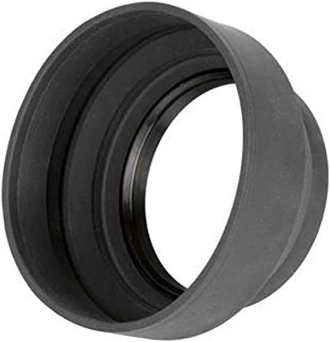 Zonnekap voor Lens - Strooilichtkap - Betere Foto's - 3 standen rubber - 49 mm schroefdraad - Zwart