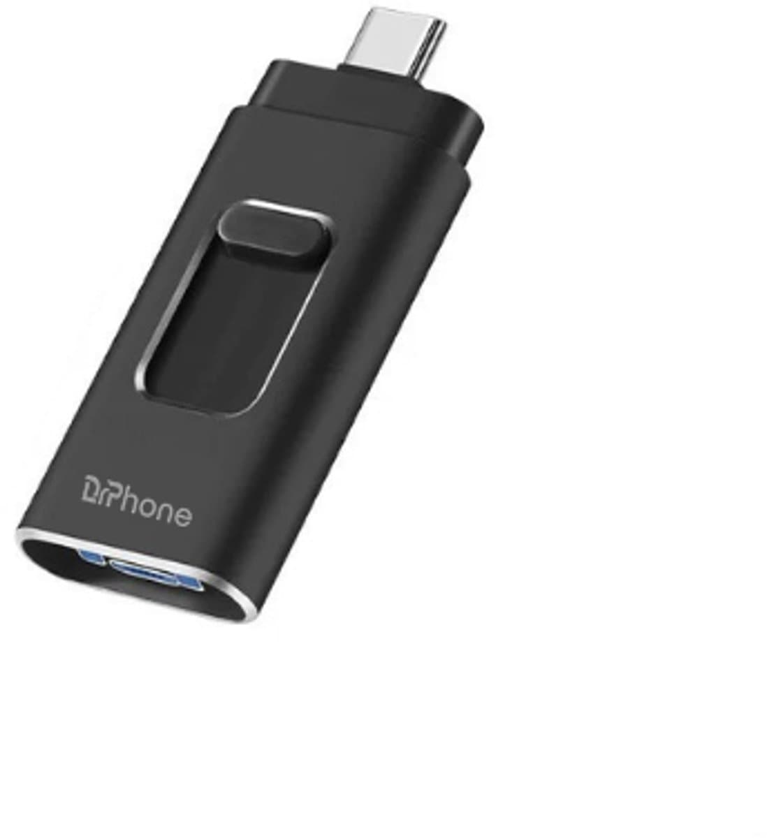 DrPhone EasyDrive - 128GB - 4 In 1 Flashdrive - OTG USB 3.0 + USB-C + Micro USB + Lightning iPhone - Android - Tablet Opslag