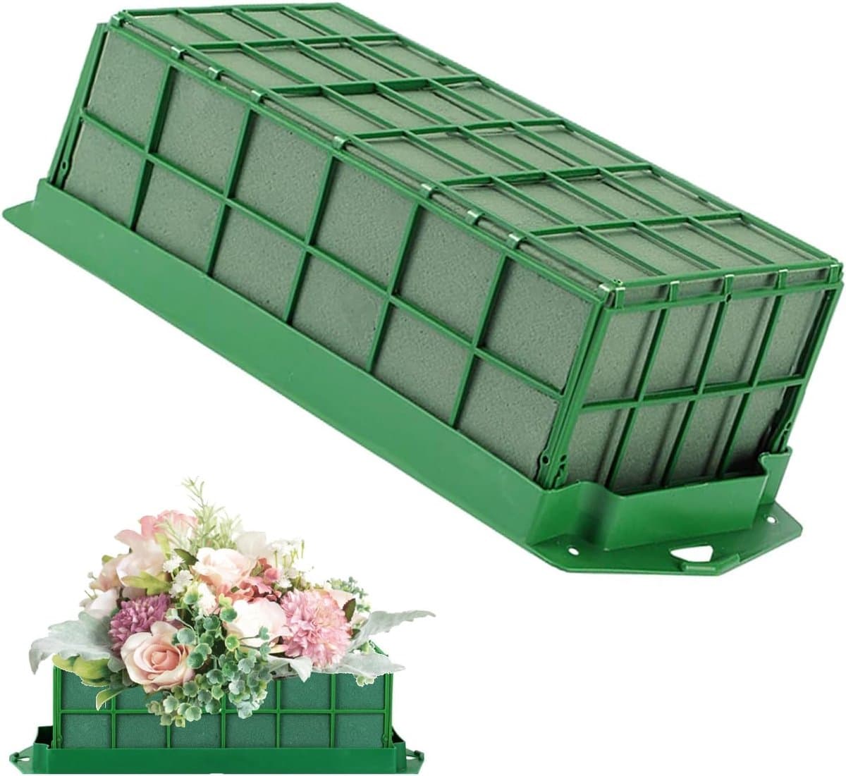 QTTVBTNA - 1 stuk Steekschuim - Bloemenschuim Steekblok met Houder en Raster – Floristiek Steekschuim voor Verse Bloemen – Voor Bloemstukken, Bruiloft, Feesten en Huisdecoratie