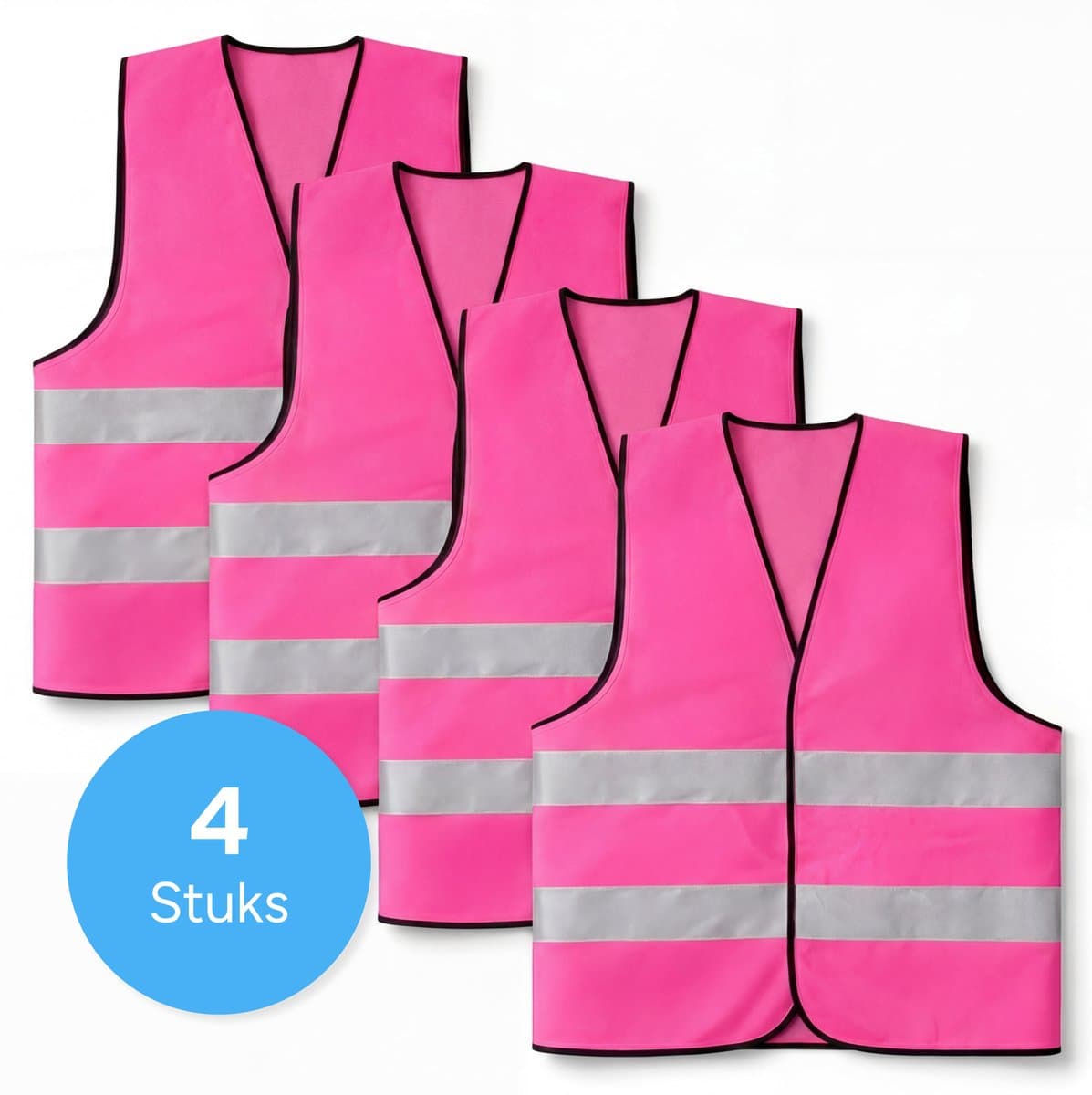 MasonPro Fluo Hesje Volwassenen & Kinderen - 4 Stuks - Veiligheidshesjes - Reflectievest - Reflecterend vest - Veiligheidsvest - One Size - Roze