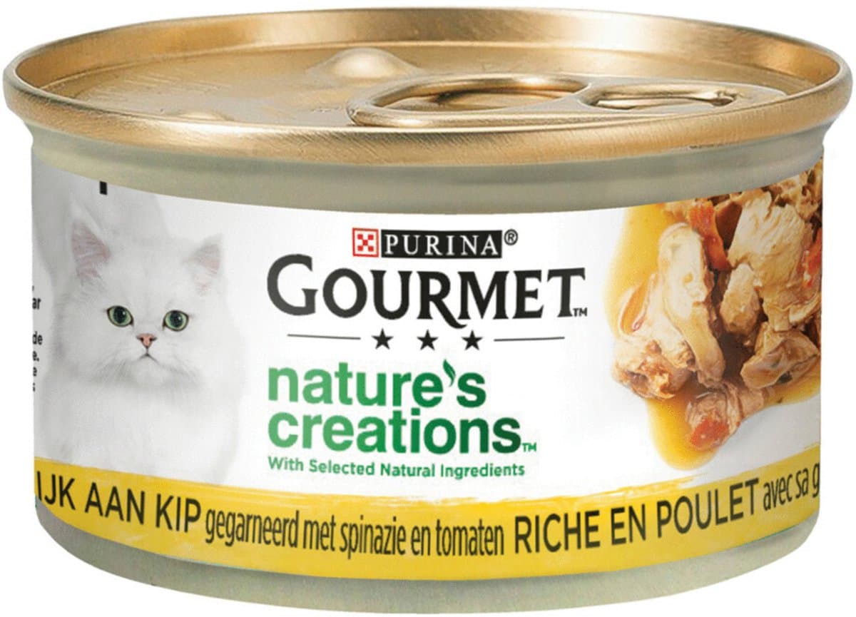Gourmet Natuurlijke creatie rijk aan kip kattenvoer 85 g