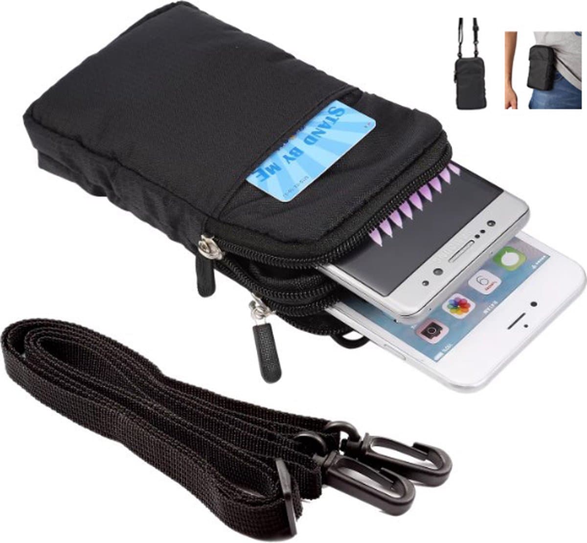 Actie4you® - Telefoon tasje - Heuptas – Wandeltasje – Sporttasje - Mobiele Telefoon Smartphone tas - Multifunctioneel Telefoontasje – Compact en Veelzijdig voor Onderweg - Zwart