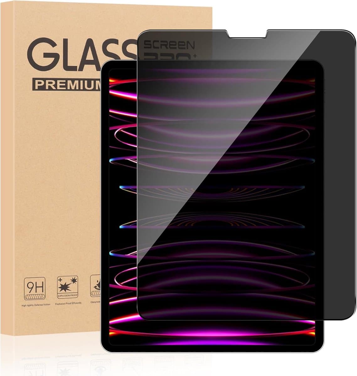 Schermbescherming iPad - Privacy Glas - Tabletbescherming - Krasbestendig 9H - 129 inch