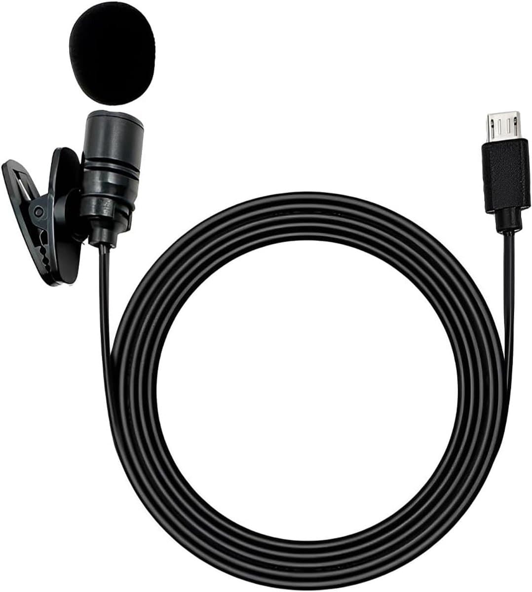 Draadbare Lavalier Microfoon met Clip voor Android en Actiecamera's (1,5m)