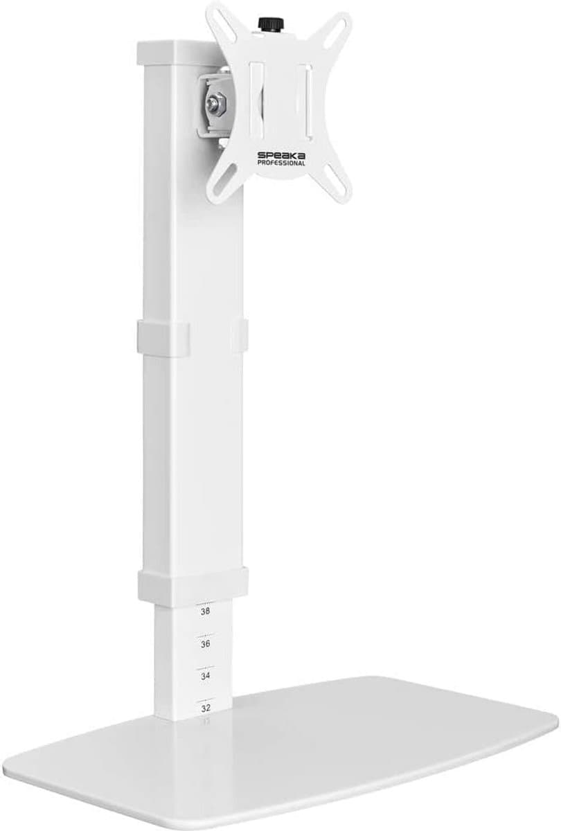 In hoogte verstelbare Monitorvoet voor 1 Scherm 17 tot 32 Inch Wit