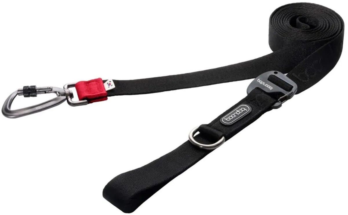 Boondog Hondenriem 3.2m - Verstelbaar - Multifunctioneel - Extra Sterke Nylon Riem - Meer Bewegingsvrijheid - Karabijnhaak - Black - Maat L