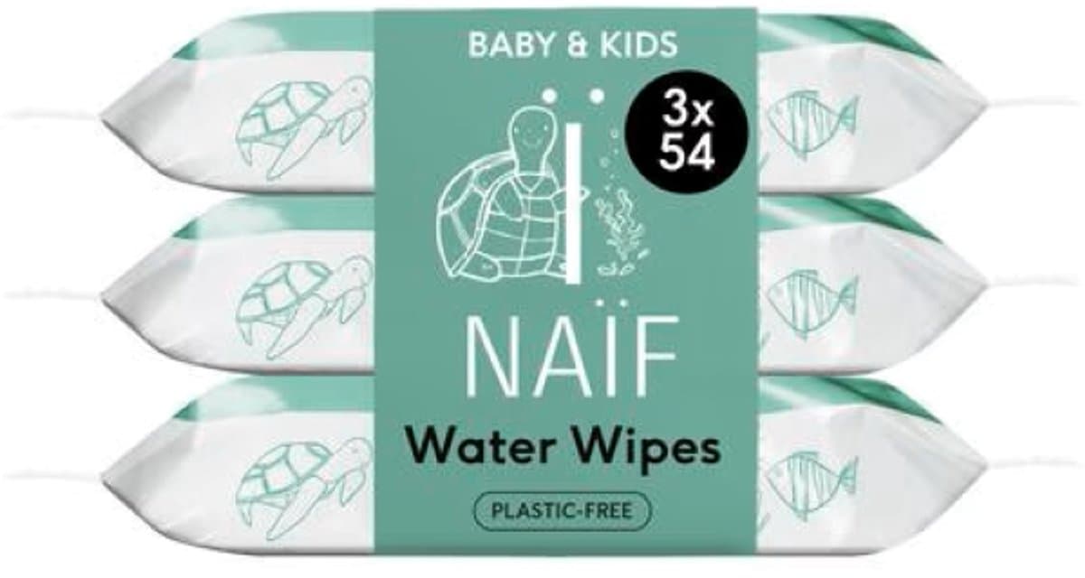 Naïf Plasticvrije Water Billendoekjes 3 x 54 Stuks
