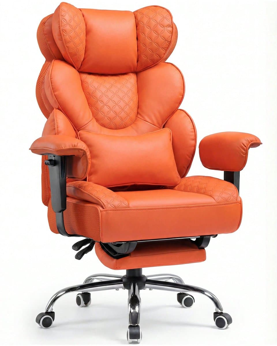 COMHOMA - Gaming Stoel - Ergonomisch met Lendensteun en Voetensteun 180 kg - Oranje