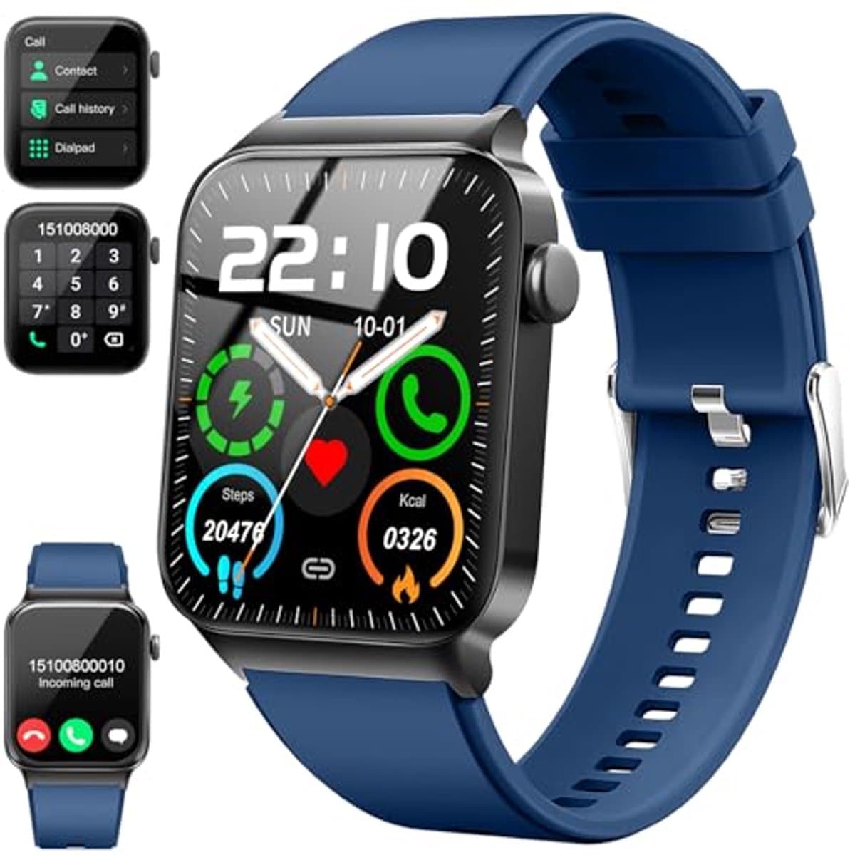 Slimme Horloge met 1,85 inch Touchscreen, Stappenteller, Hartslagmonitor en IP68 Waterdicht voor Sport en Fitness