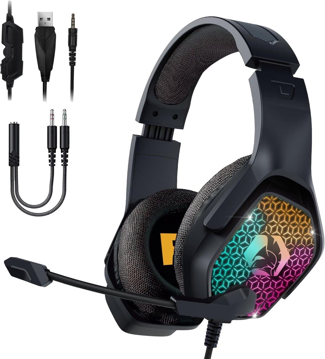 RGB Gaming Headset voor PS5, PS4, Xbox One/Series, Switch, PC en Mobiele Apparaten - Hoogwaardige Audio en Flexibele Microfoon