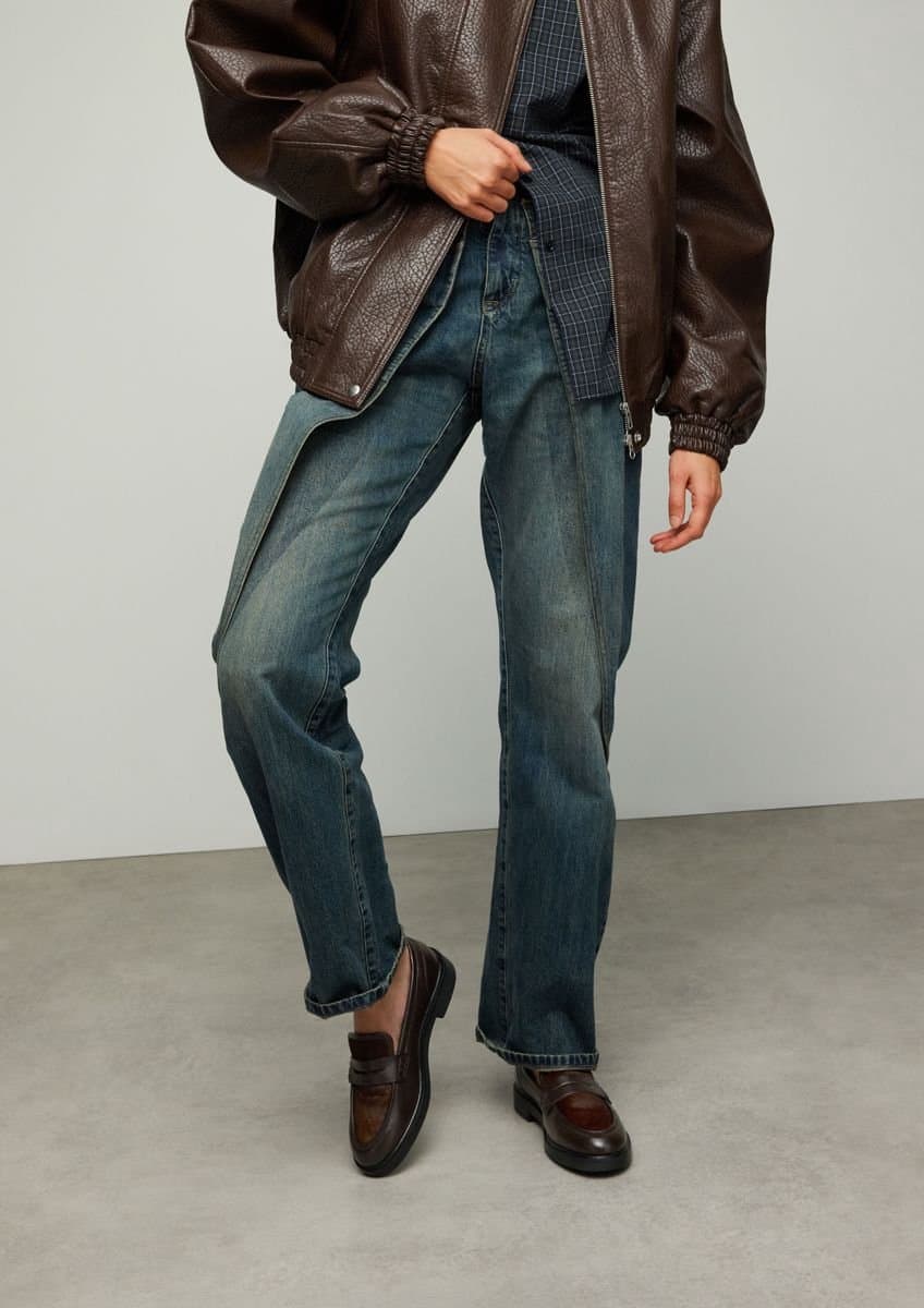Sacha - Dames - Bruine leren loafers met pony hair - Maat 37