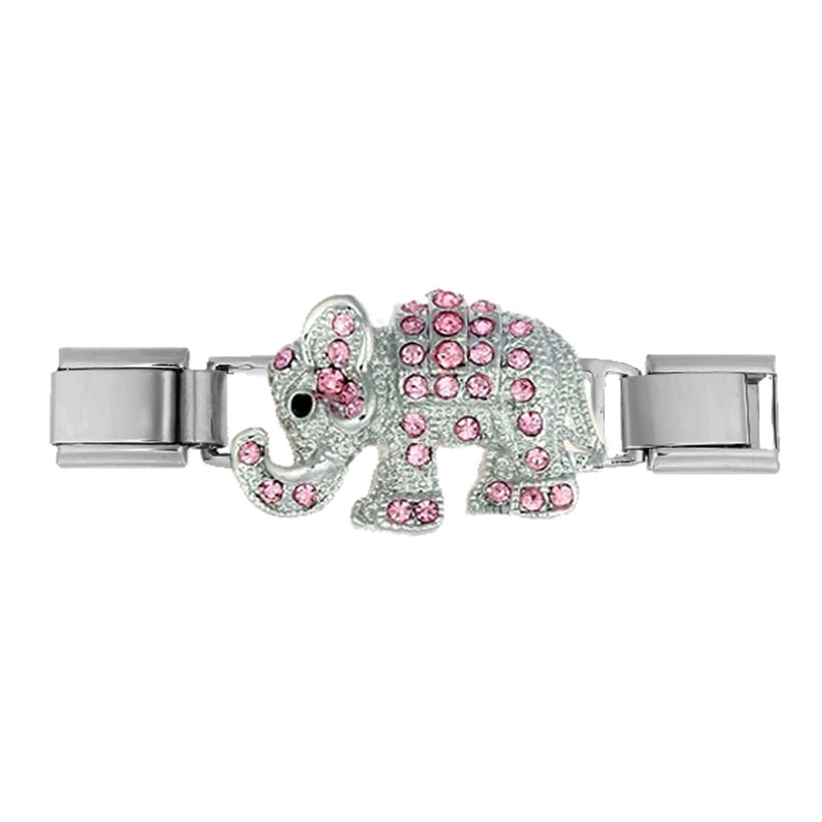 Bedel - Schakel - Charm - Olifant - 9mm - Geschikt voor Italiaanse Schakelarmband - Roze