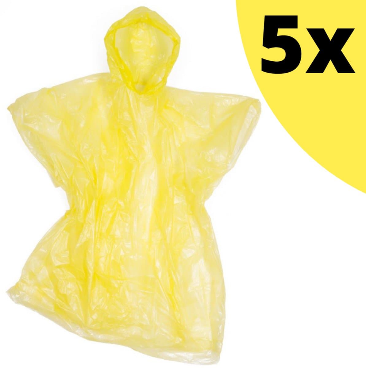 Regenponcho - Set van 5 stuks - Regenpak - Regenjas - Regenjack - Waterdicht- Poncho - Ponchos - Poncho's - Regen - Jas - Mannen - Vrouwen - Unisex - GEEL - 5 STUKS