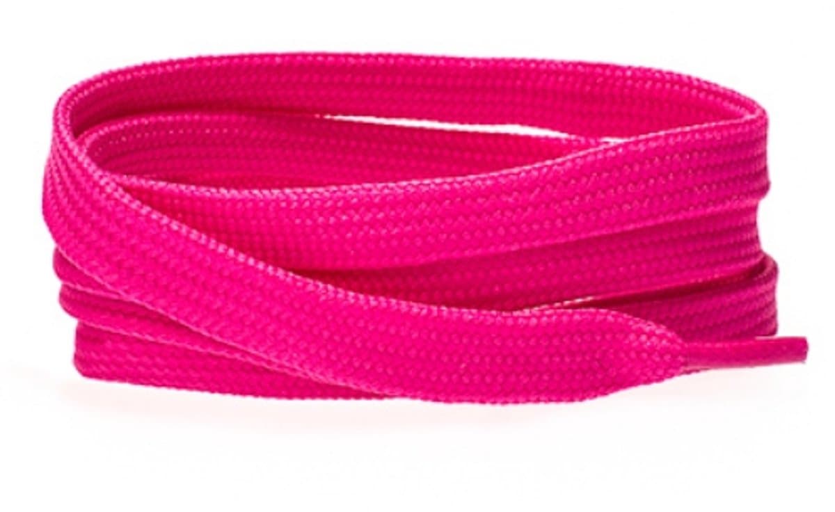 Platte schoenveters 8mm polyester Knalroze 90cm