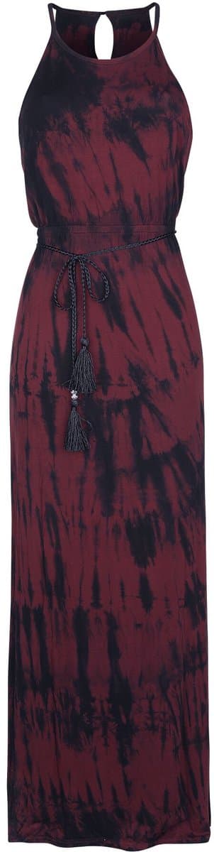 R.E.D. Rock-Engineered Design Rood-zwarte maxi jurk met batik patroon - Dames - 5XL