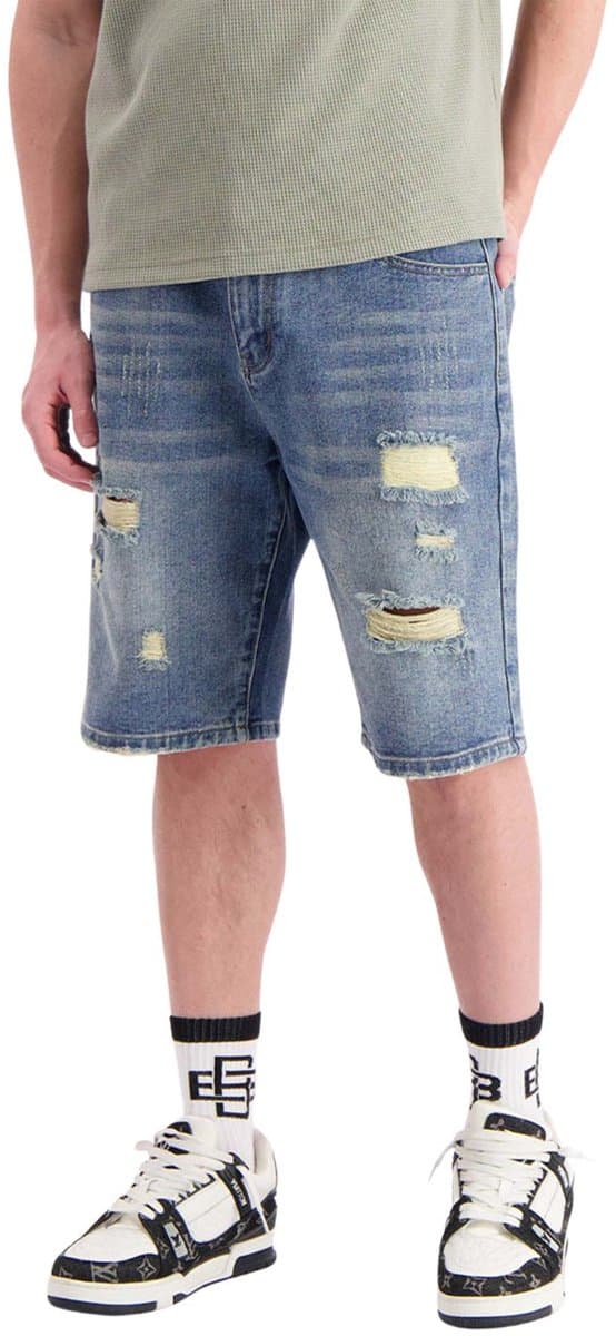 DISTRESSED DENIM SHORTS