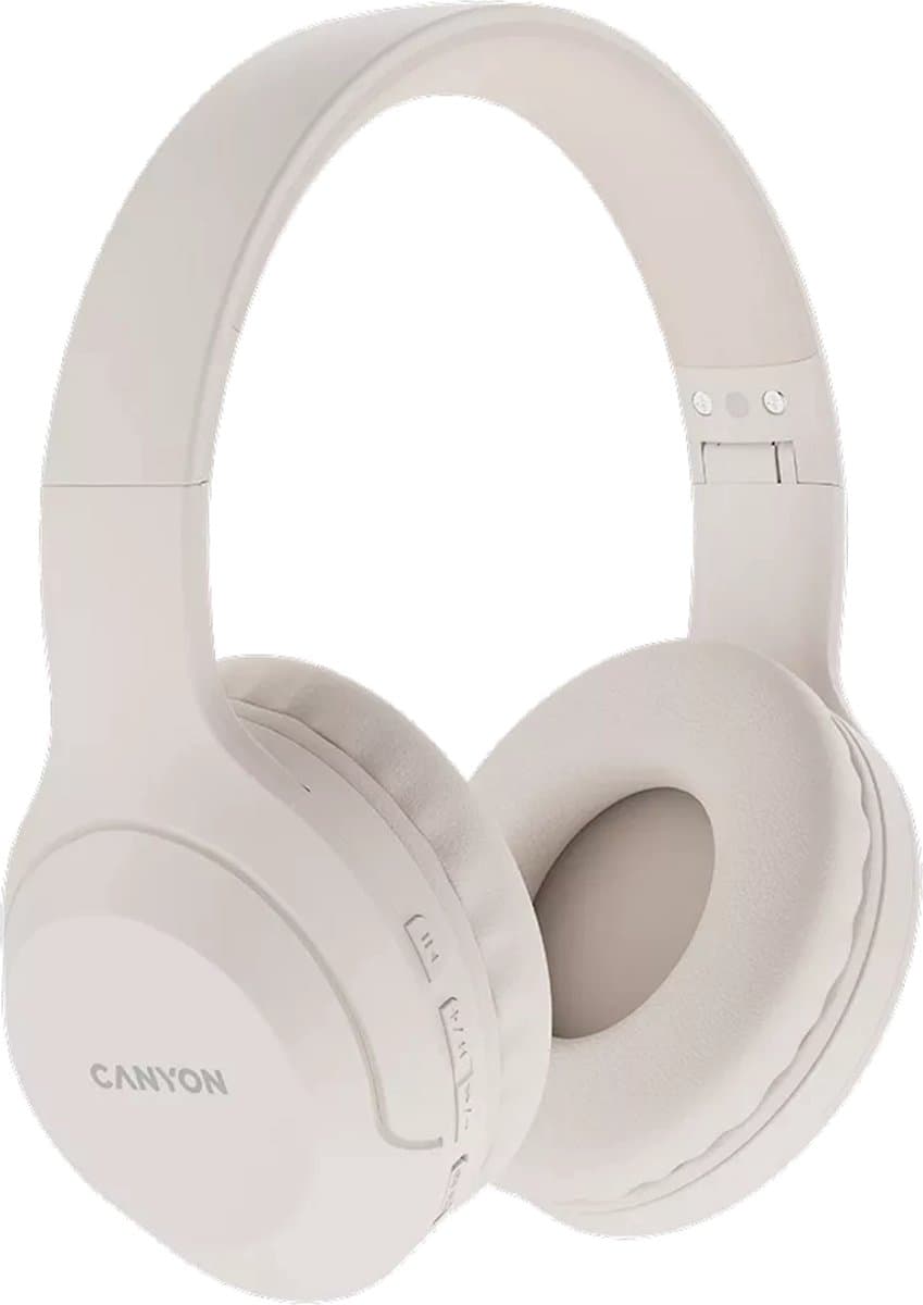 Canyon BTHS-3 Serie - Draadloze Over-Ear - Koptelefoon - Bluetooth 5.1 - Opvouwbaar Ontwerp - 15 Uur Batterijduur - Beige