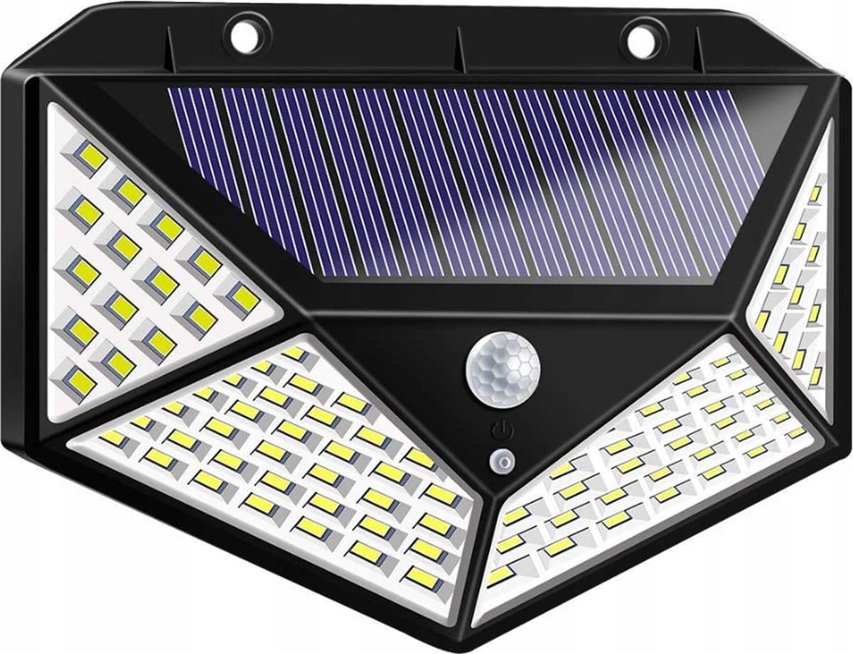 Ledlamp Floodlight met Bewegingssensor Draadloos – LED Lamp met krachtige Monocrystalline Zonnecellen en Lithium Accu – Lamp met 100 LEDS van 7 Watt – Verlichtingshoek van 270 graden – Waterdichte IP65 Tuinverlichting