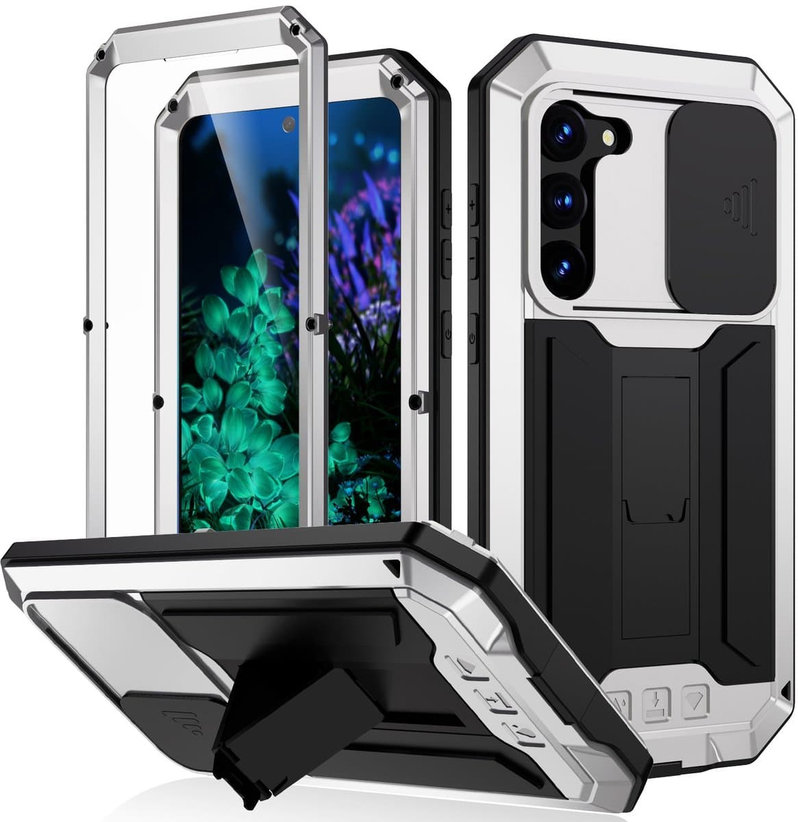 Fonu Stofdicht metalen hoes Geschikt Voor Samsung Galaxy S23 Plus - S23+ - Zilver