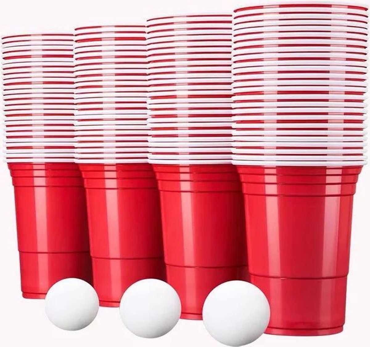 Beerpong - 50 stuk(s) - Red Cups Inc. 3 Ballen - Beerpong drankspel - Plastic Bekers - Beer Pong