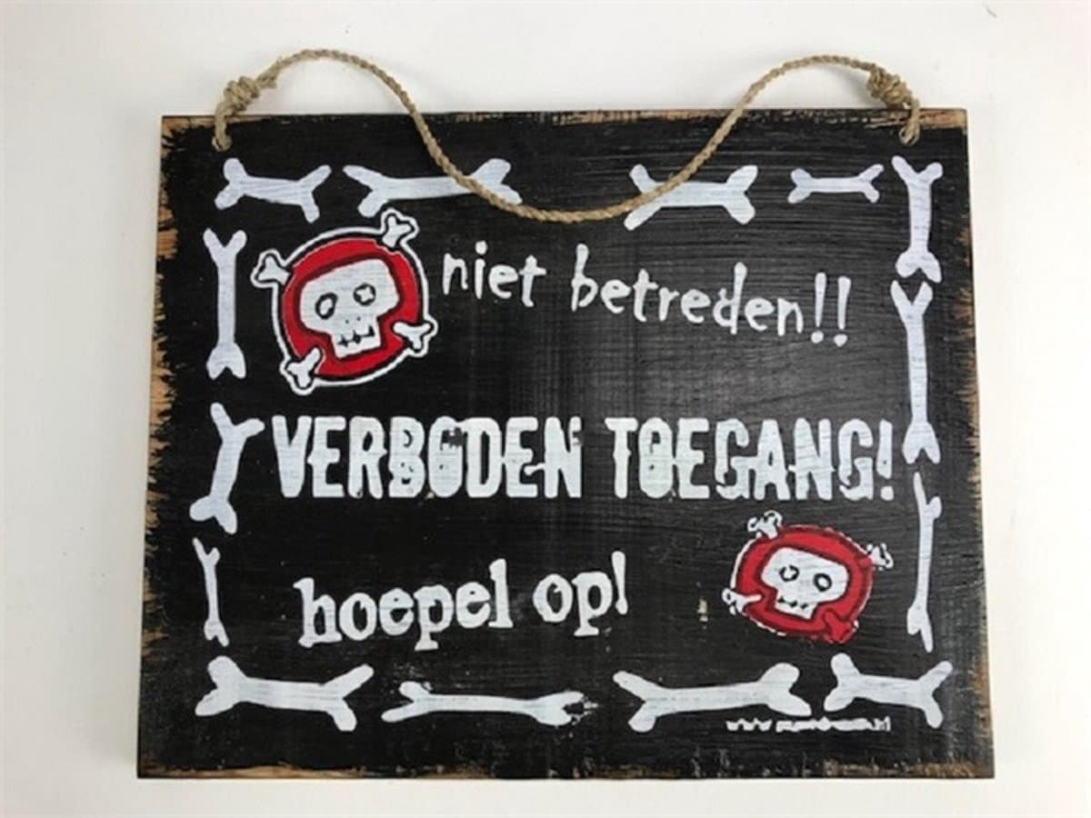 Tekstbord Verboden toegang zwart 24x30 cm van hout