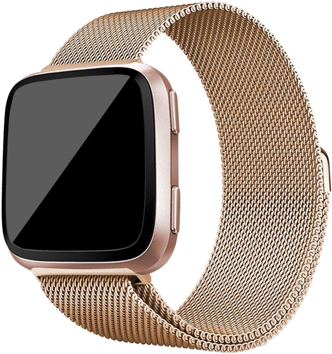 Fitbit Versa 1/2 & lite milanese band - rose goud - Geschikt voor Fitbit - ML - Horlogeband Armband Polsband
