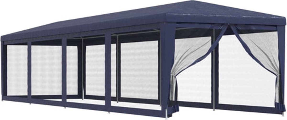 vidaXL - Partytent - met - 10 - mesh - zijwanden - 3x12 - m - HDPE - blauw