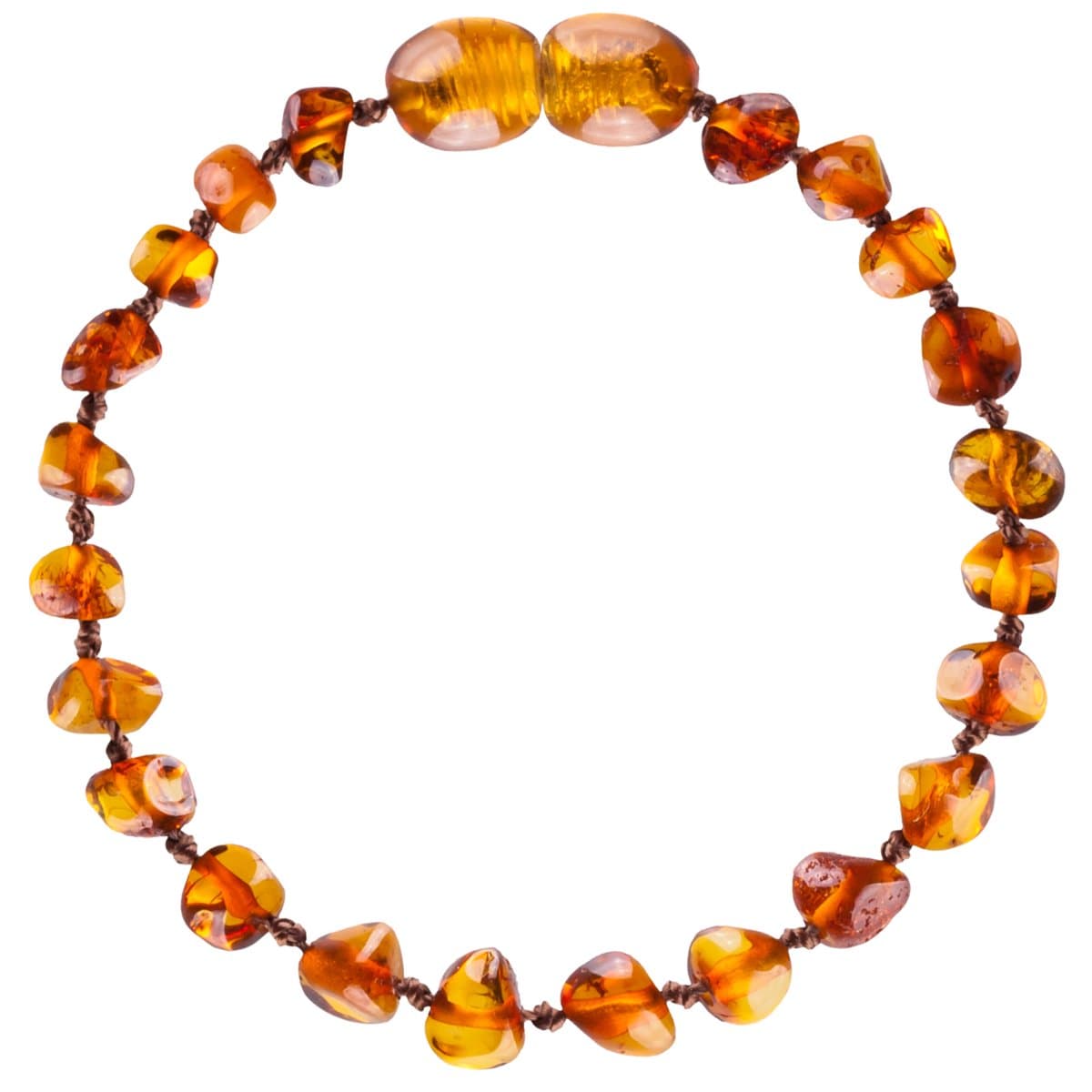 Wild Sun Barnsteen Armband Volwassene - Amber Enkelbandje Kind - Baltische Barnsteen – 19 cm - Cognac