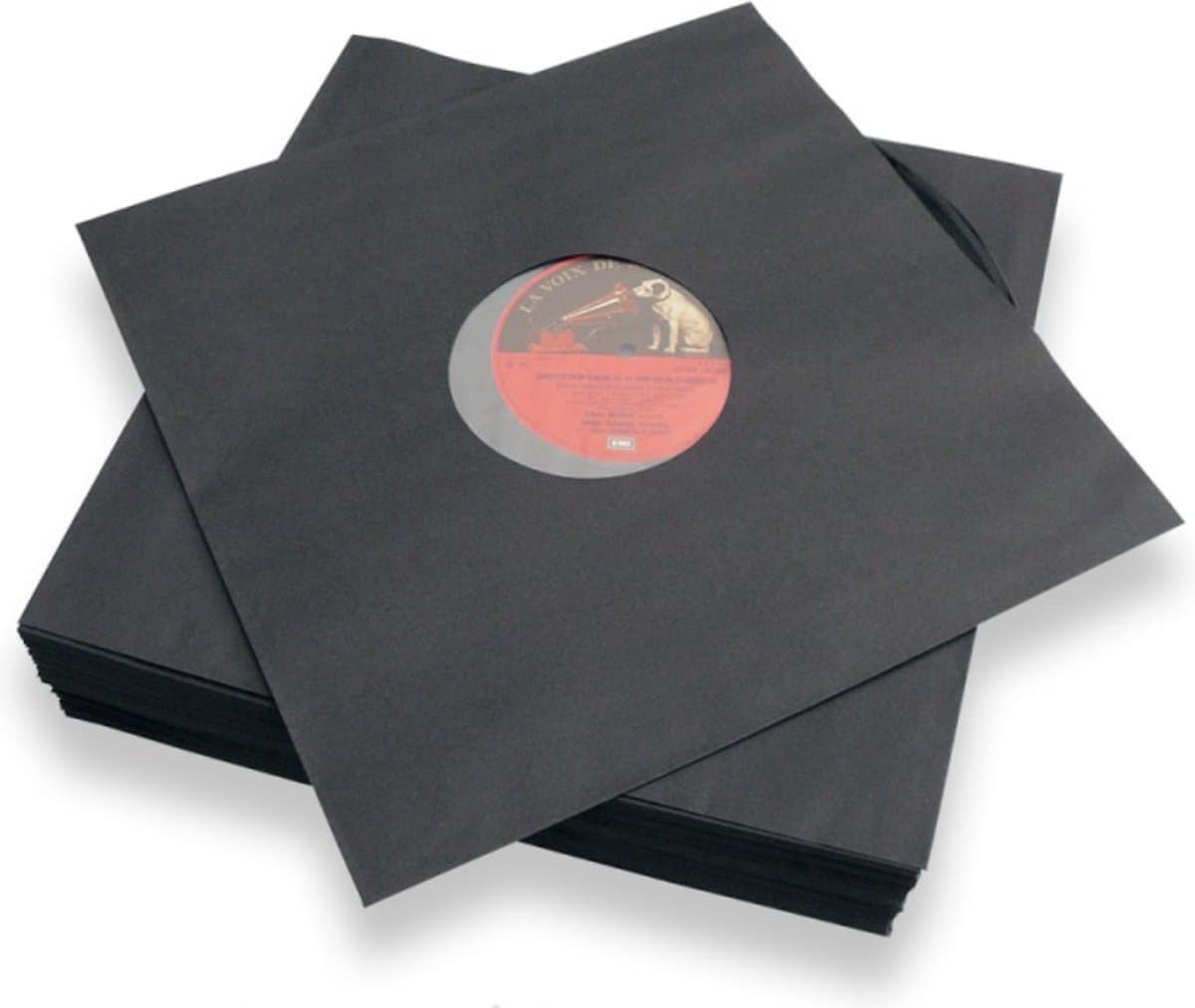 LP binnenhoezen DeLuxe zwart met kunststof binnenvoering