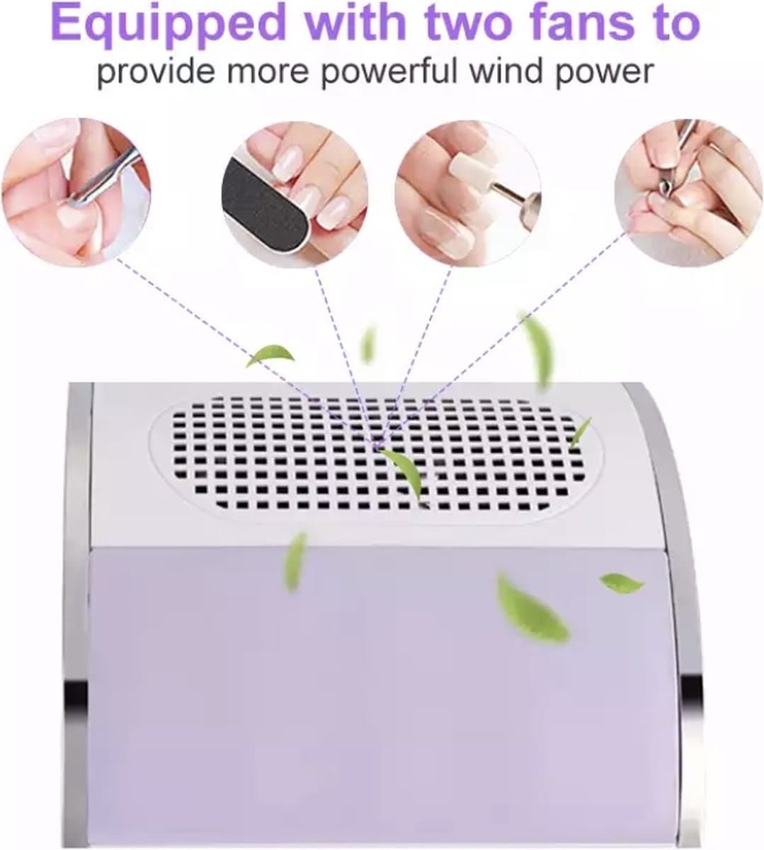 Nagelstofafzuiger- Nail Dust Collector - Stofzuiger - Tafelafzuiging - Paars - Nagelstofafzuiger - Stofzuiger - Tafelafzuiging