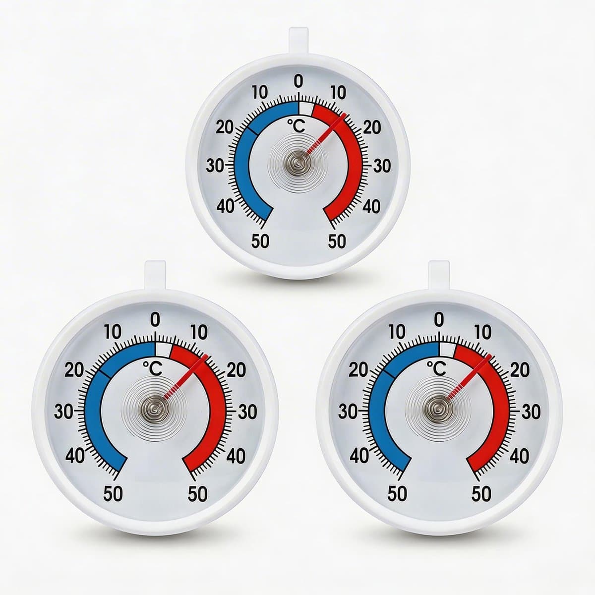 Dailygoods- Koelkastthermometer analoog - 3 stuks - Ø 7 cm - temperatuur + - 50 °C - voor vriezer/ijsvak - duurzaam ontwerp - Thermometer