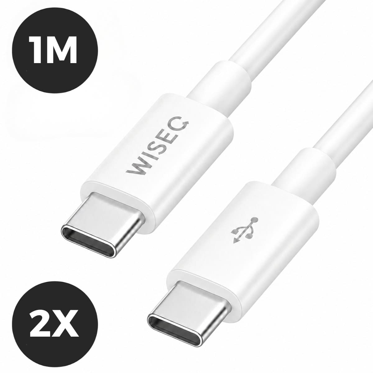 WISEQ USB C Kabel - 1.2 Meter USB-C Oplader Kabel - Wit - 2 stuks