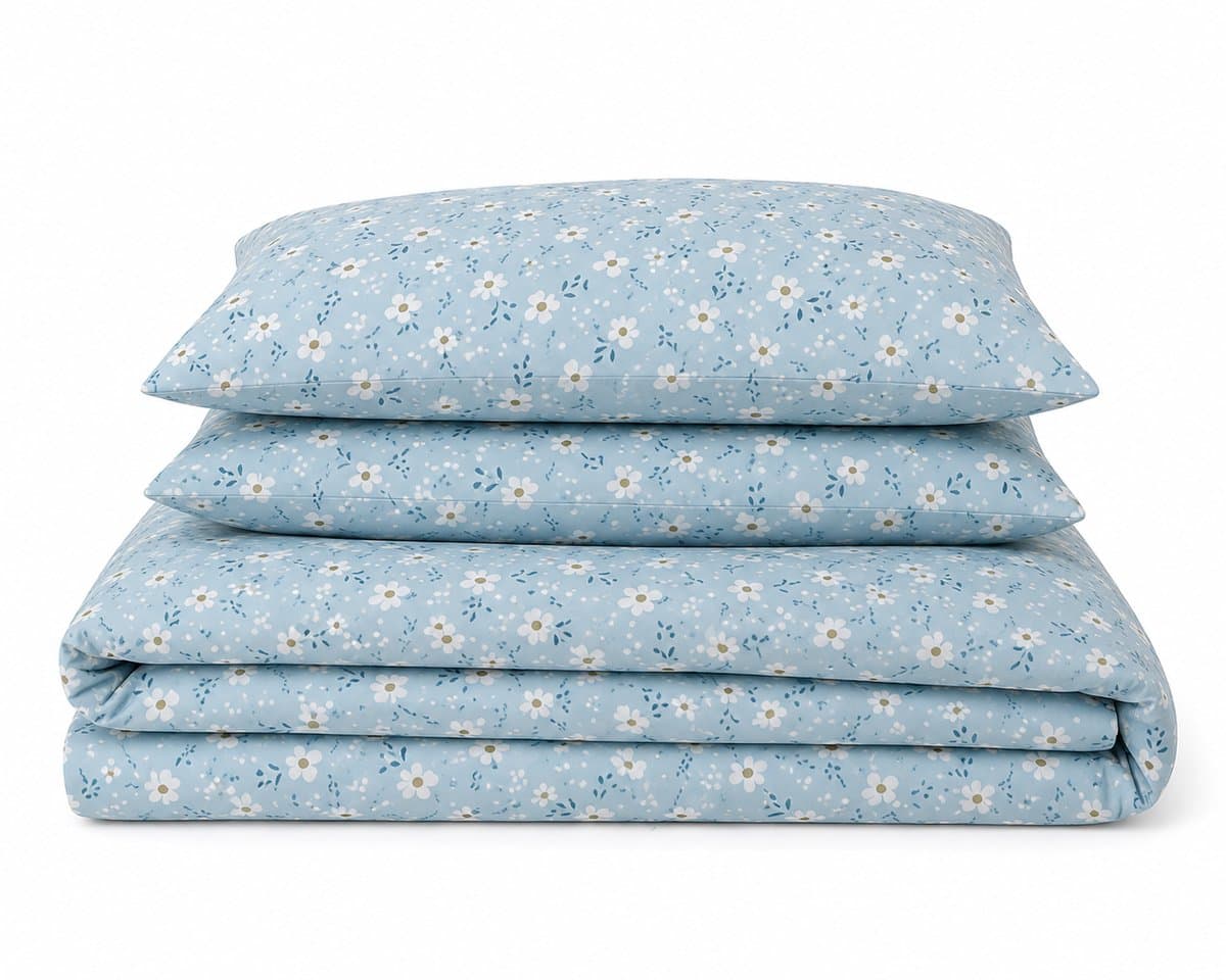 LALIVA Dekbedovertrekset - 100% Katoen - 200x220 cm - Lichtblauw / Wit – Inclusief 2 Kussenslopen
