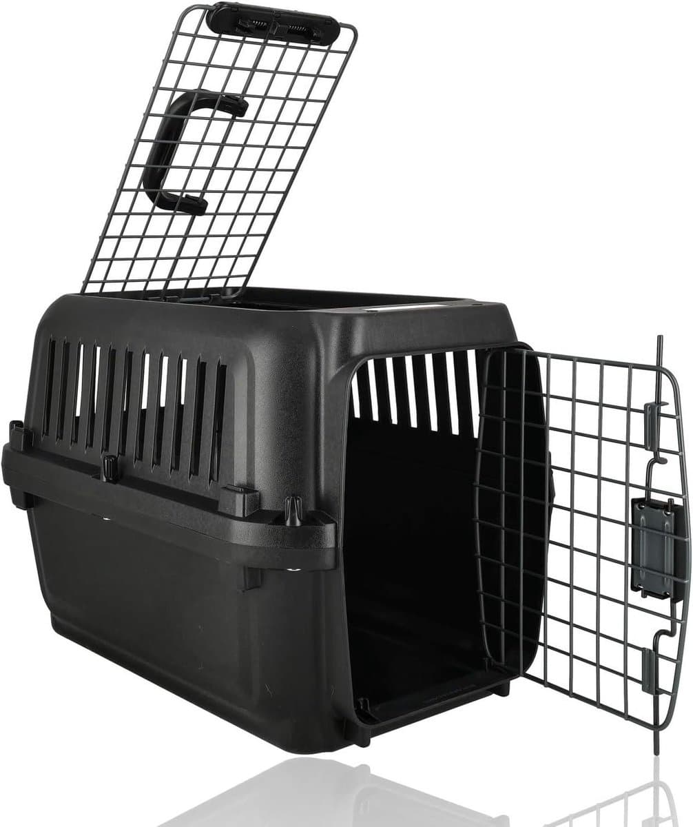 Dieren Transportbox - Reismand Kat Hond - Veilig Vervoer - Afsluitbare Deurventilatie - 50x35x34 cm - Zwart