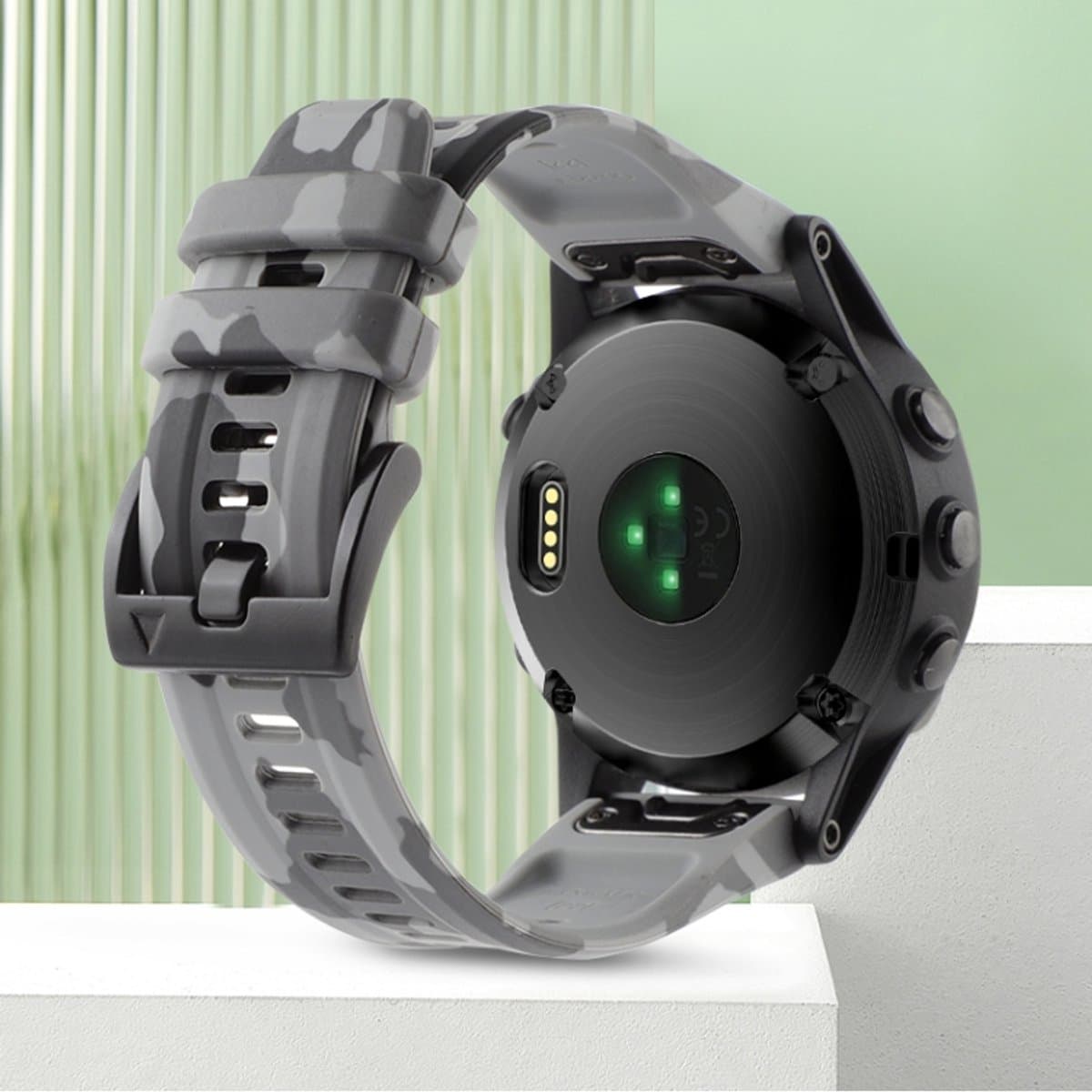 Voor Garmin Instinct Crossover Solar 22 mm camouflage siliconen horlogeband (camouflagegrijs)