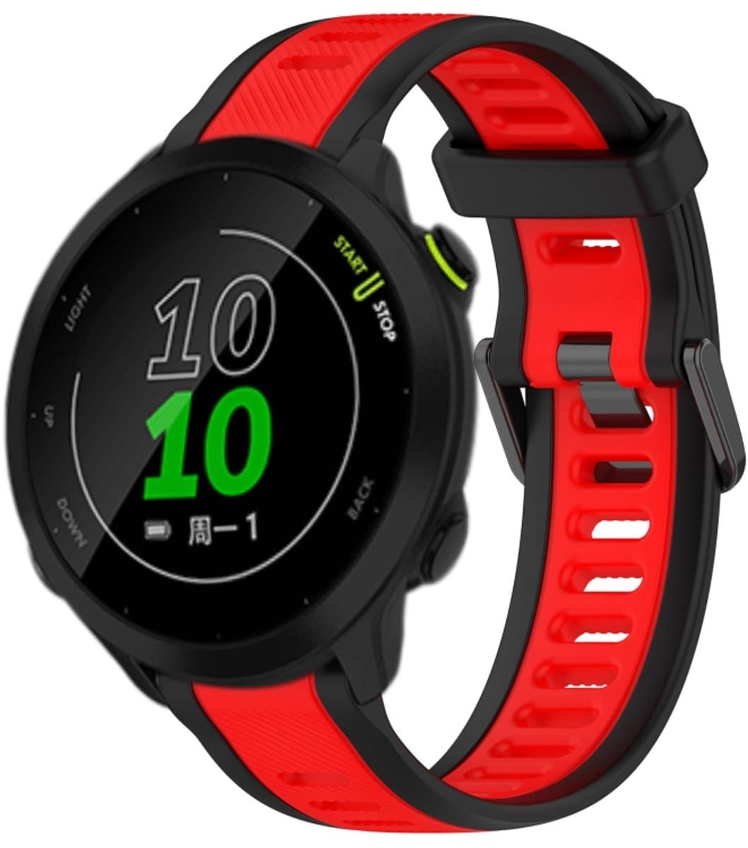Voor Garmin Forerunner 158 20 mm tweekleurige siliconen horlogeband met textuur (rood + zwart)
