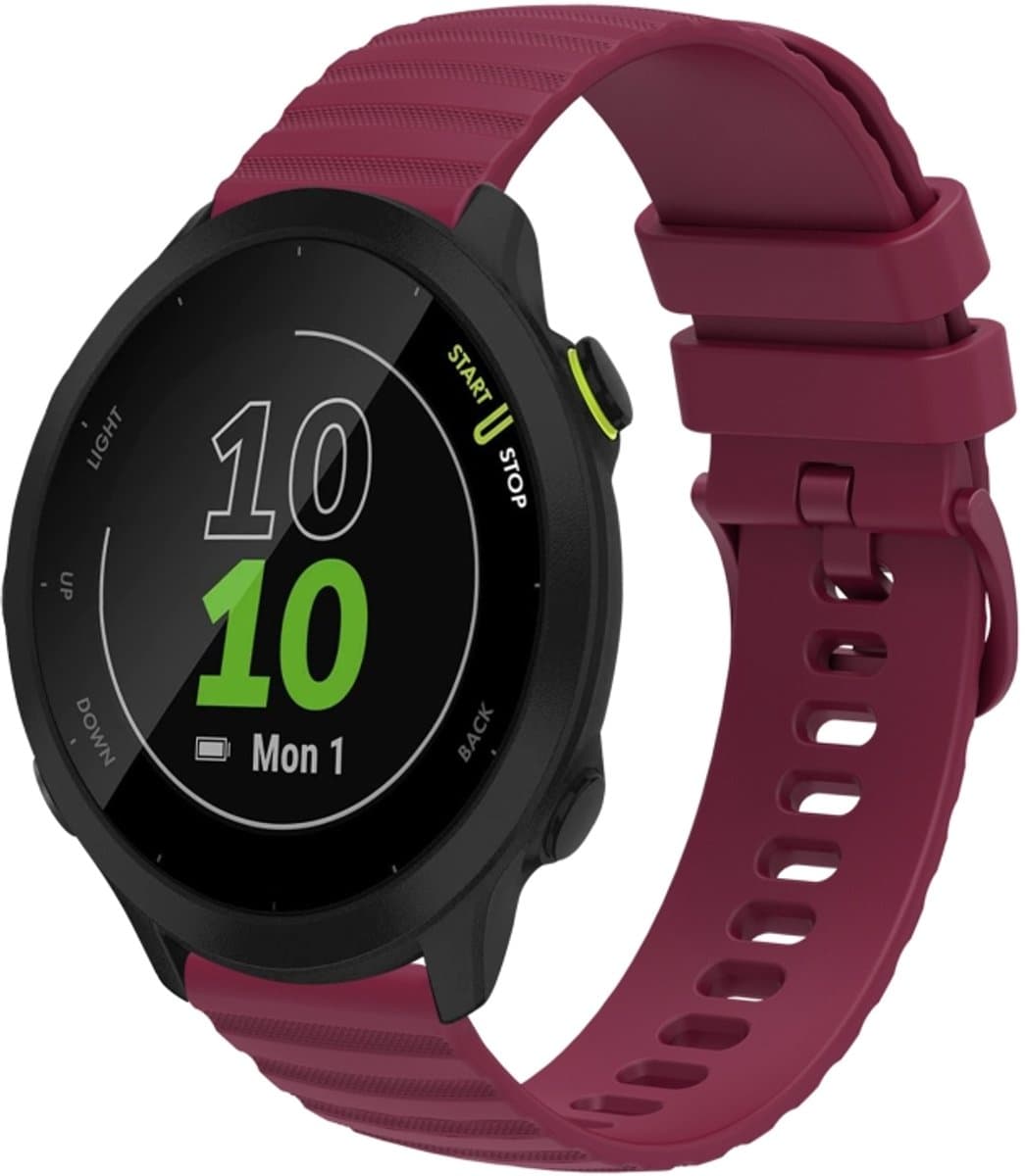 Voor Garmin Forerunner 55 20 mm golvend stippenpatroon effen kleur siliconen horlogeband (wijnrood)