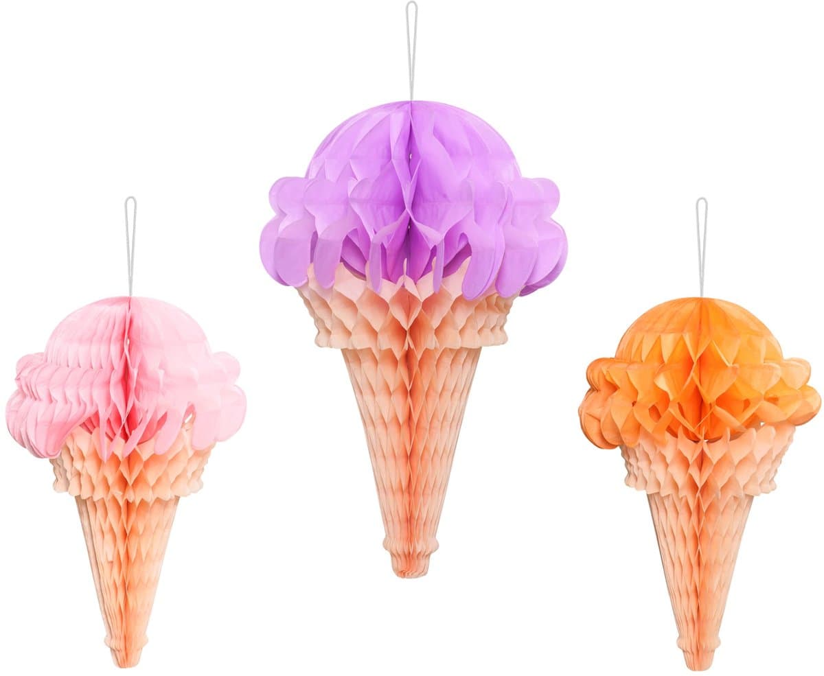ijsdecoraties - set van 3, grappige feestdecoratie, ijsthema verjaardag, kinderfeestdecoraties