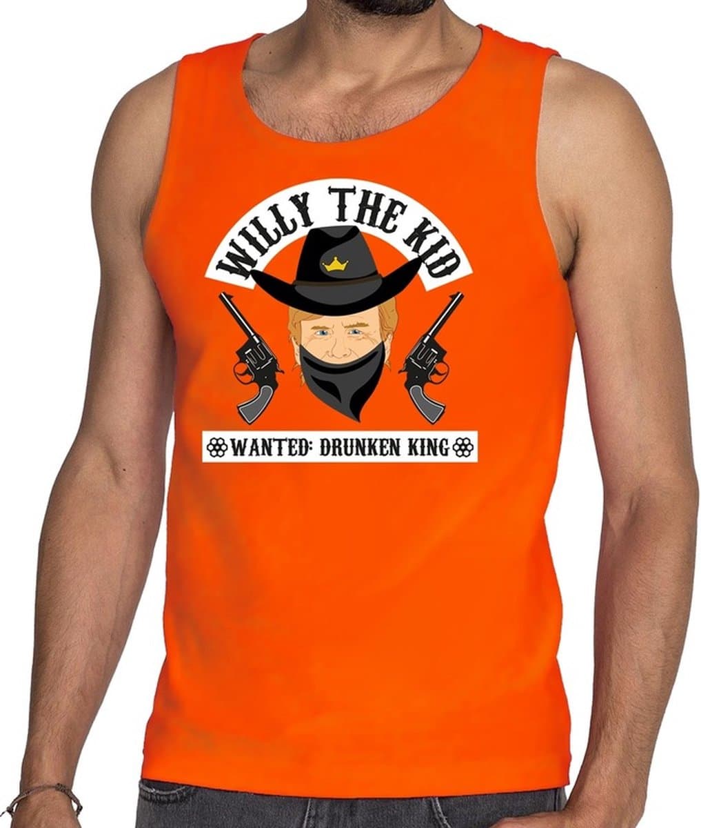 Oranje fun tanktop / mouwloos shirt Willy the Kid voor heren - Koningsdag kleding XXL
